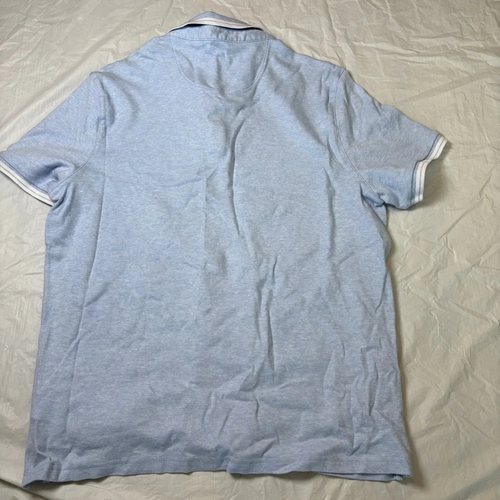 Michael Kors Mens Light Blue‎ MK Logo Polo Shirt Size L Cotton